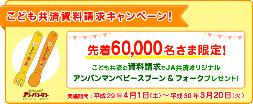 先着】【web】60,000名様☆JA共済「アンパンマン ベビースプーン